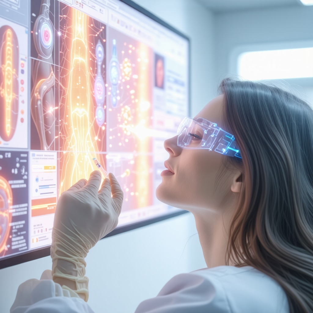 Digital screen displaying AI analysis of injection site during weight loss therapy injection