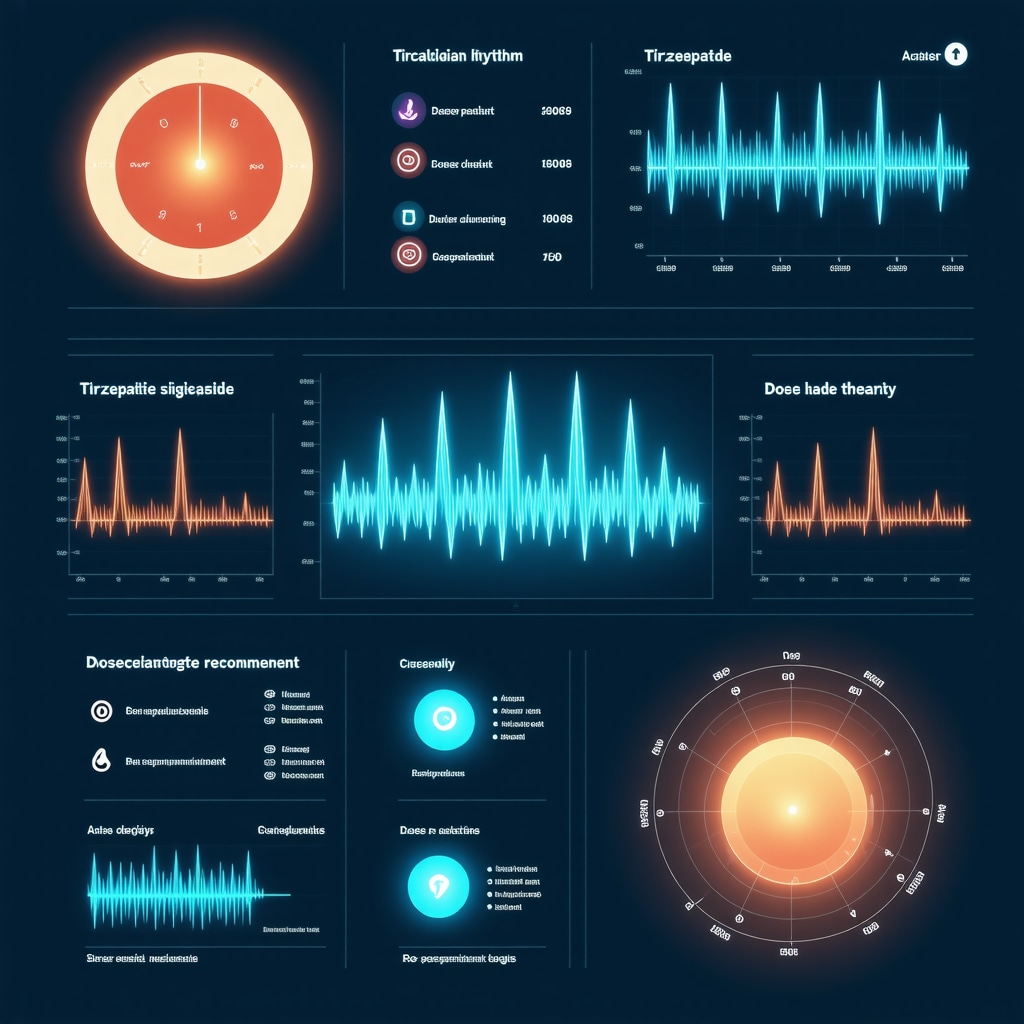Digital medical dashboard showing metabolic data and AI dose recommendations for tirzepatide