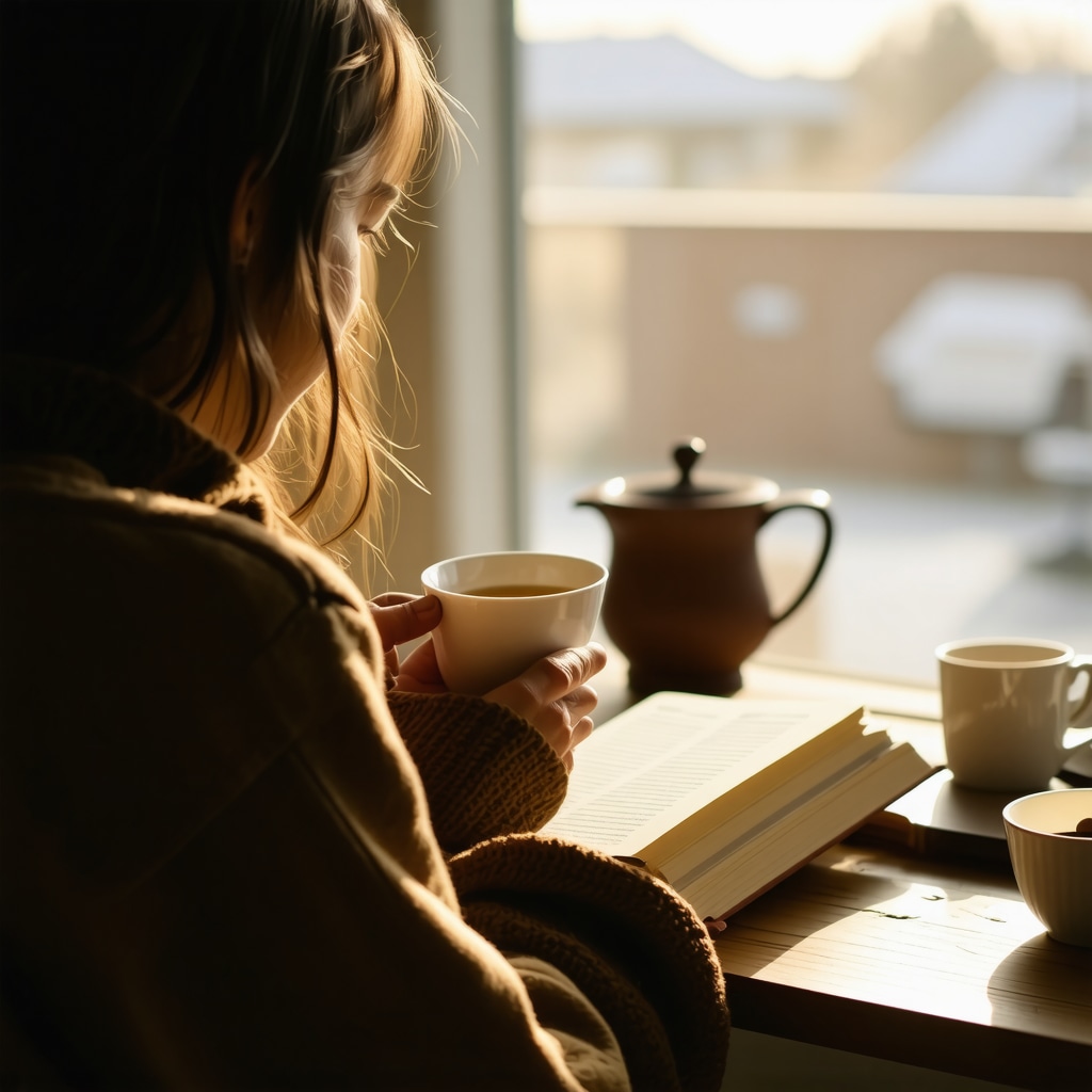 Individual writing in a journal with a cup of tea nearby, representing motivation and self-care during medication