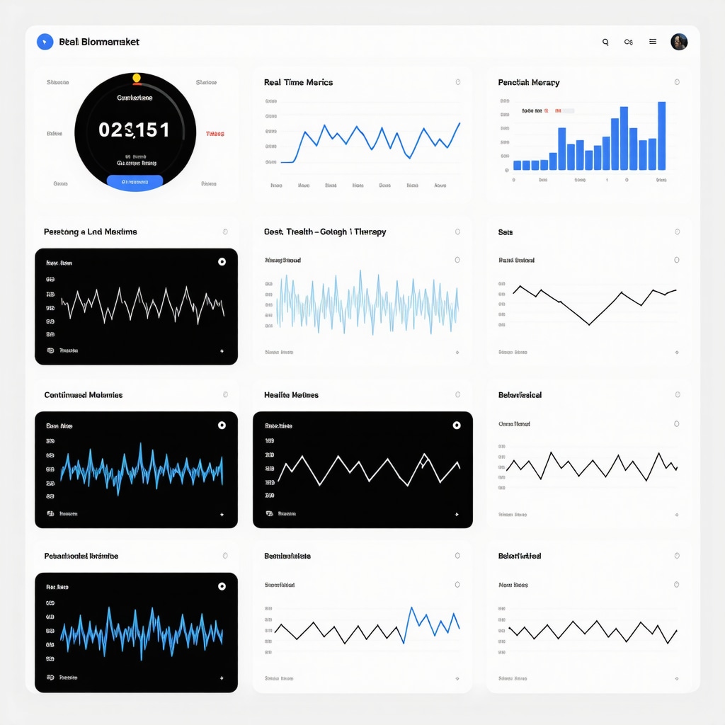 Futuristic dashboard showing biomarker levels, CGM graphs, and behavior tracking for GLP-1 therapy optimization