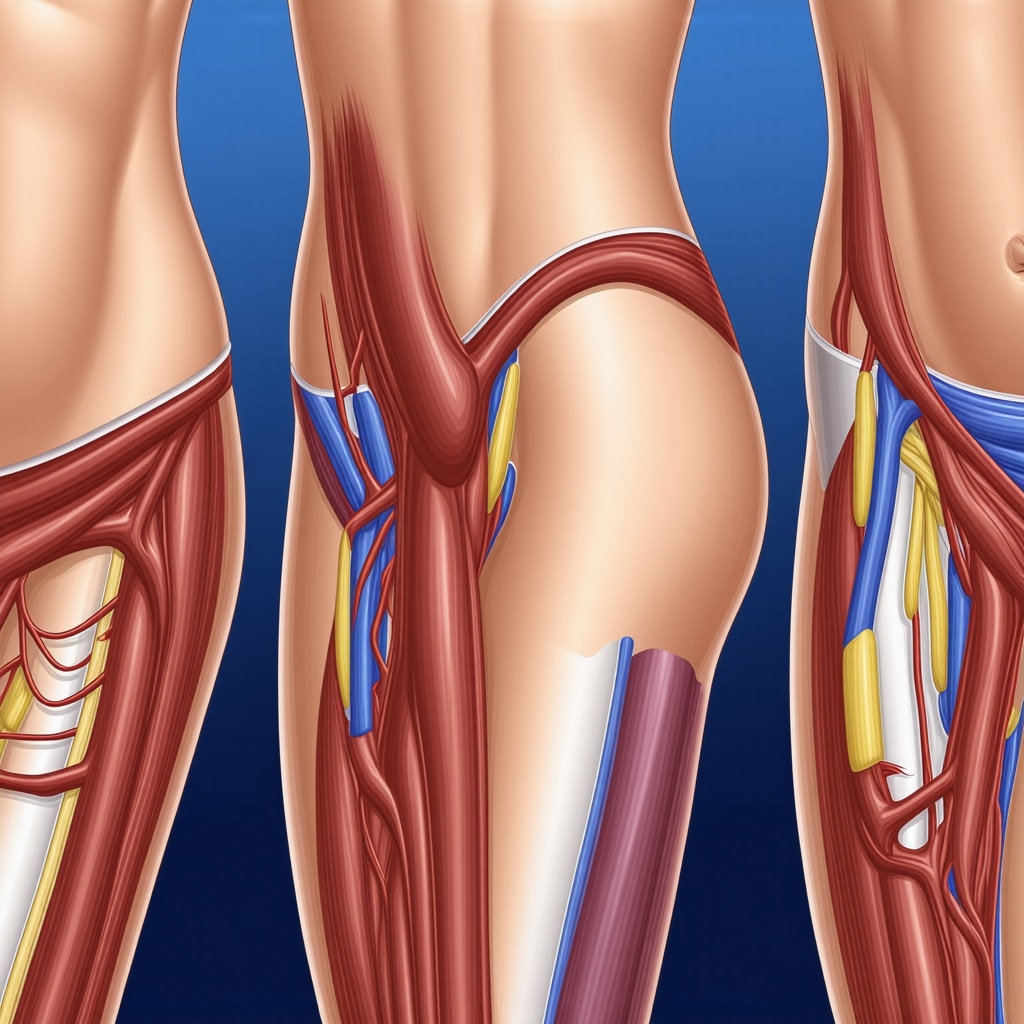 Medical illustration of semaglutide injection sites with tissue and blood flow details