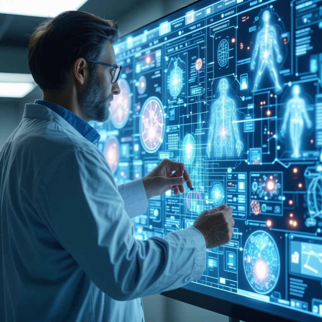 Healthcare professional reviewing AI and genomic data interface for personalized injectable weight loss therapy