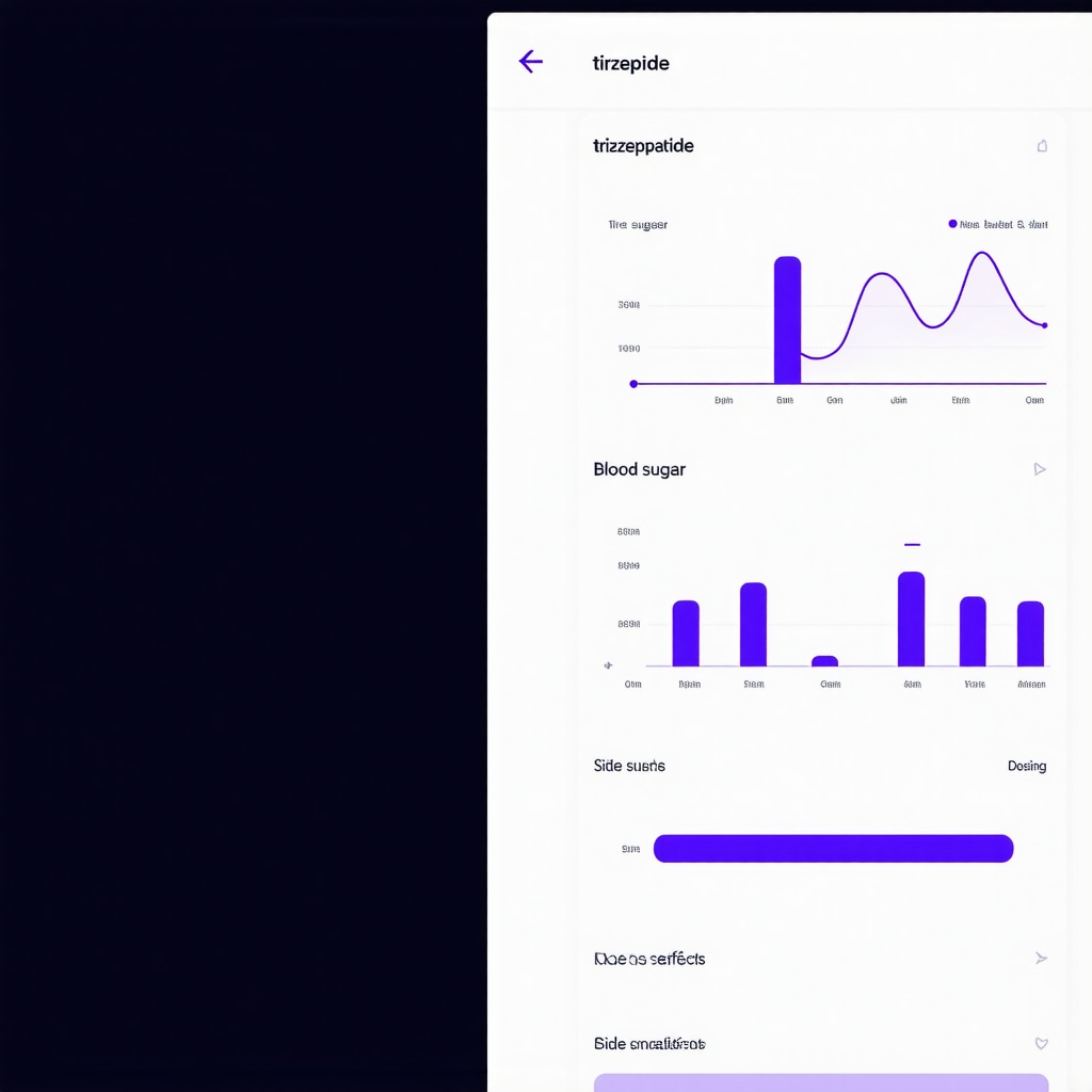 Digital health dashboard illustrating AI-powered symptom tracking and dosing optimization for tirzepatide