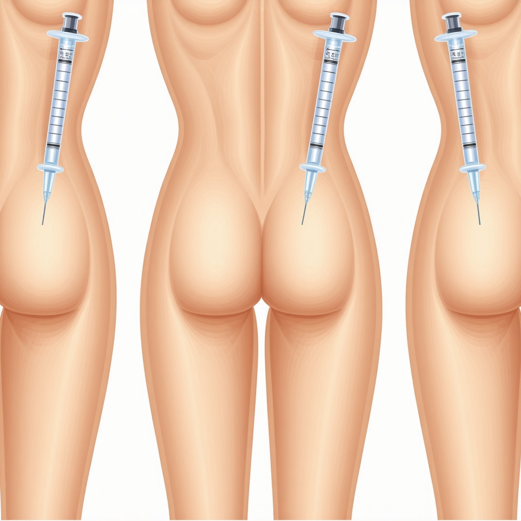 Medical illustration depicting injection angles, needle technology, and thermal therapy for pain management