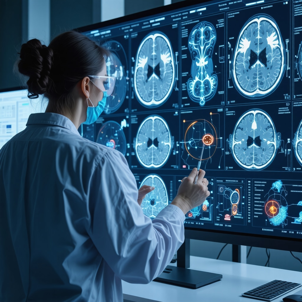 Healthcare professional reviewing genetic and neuroimaging data alongside metabolic monitoring devices for personalized injectable weight loss treatment