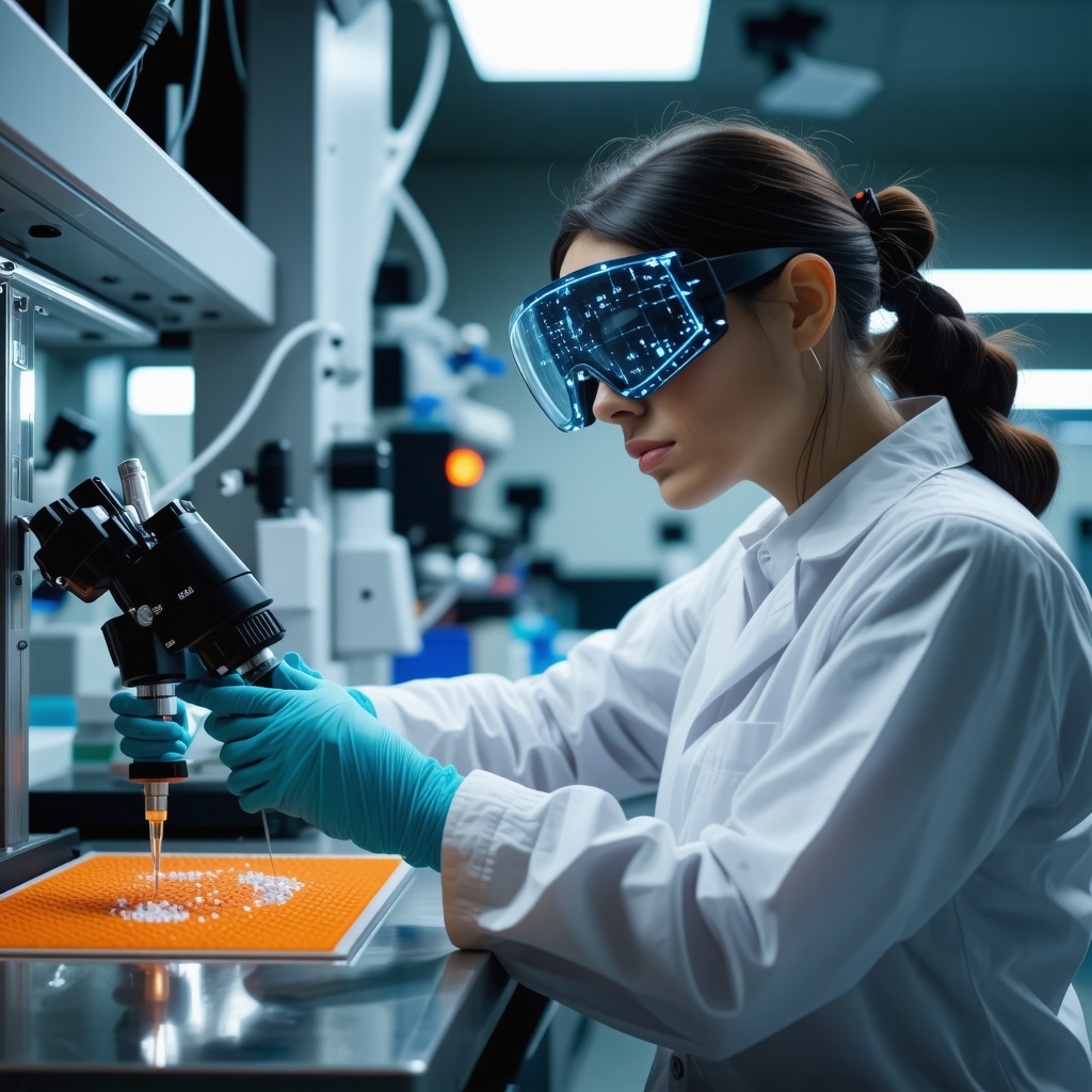 Healthcare professional using augmented reality for injection training with nanocoated needle