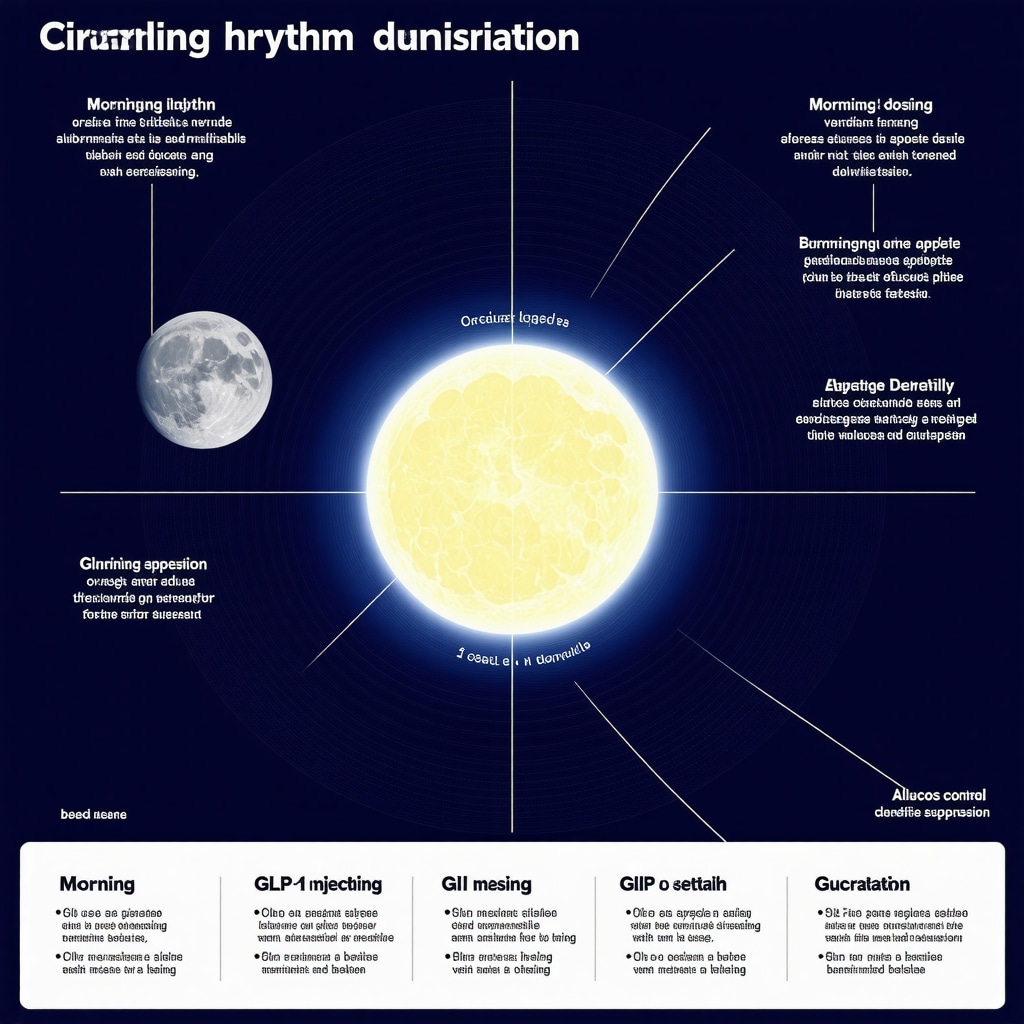 Circadian rhythm diagram showing optimal injection timing for GLP-1 therapies