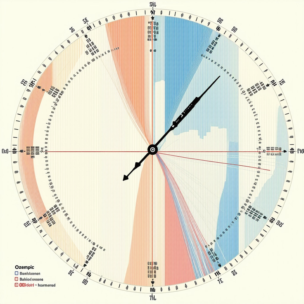 Diagram showing circadian rhythm with optimal Ozempic injection times and meal timing for weight loss optimization