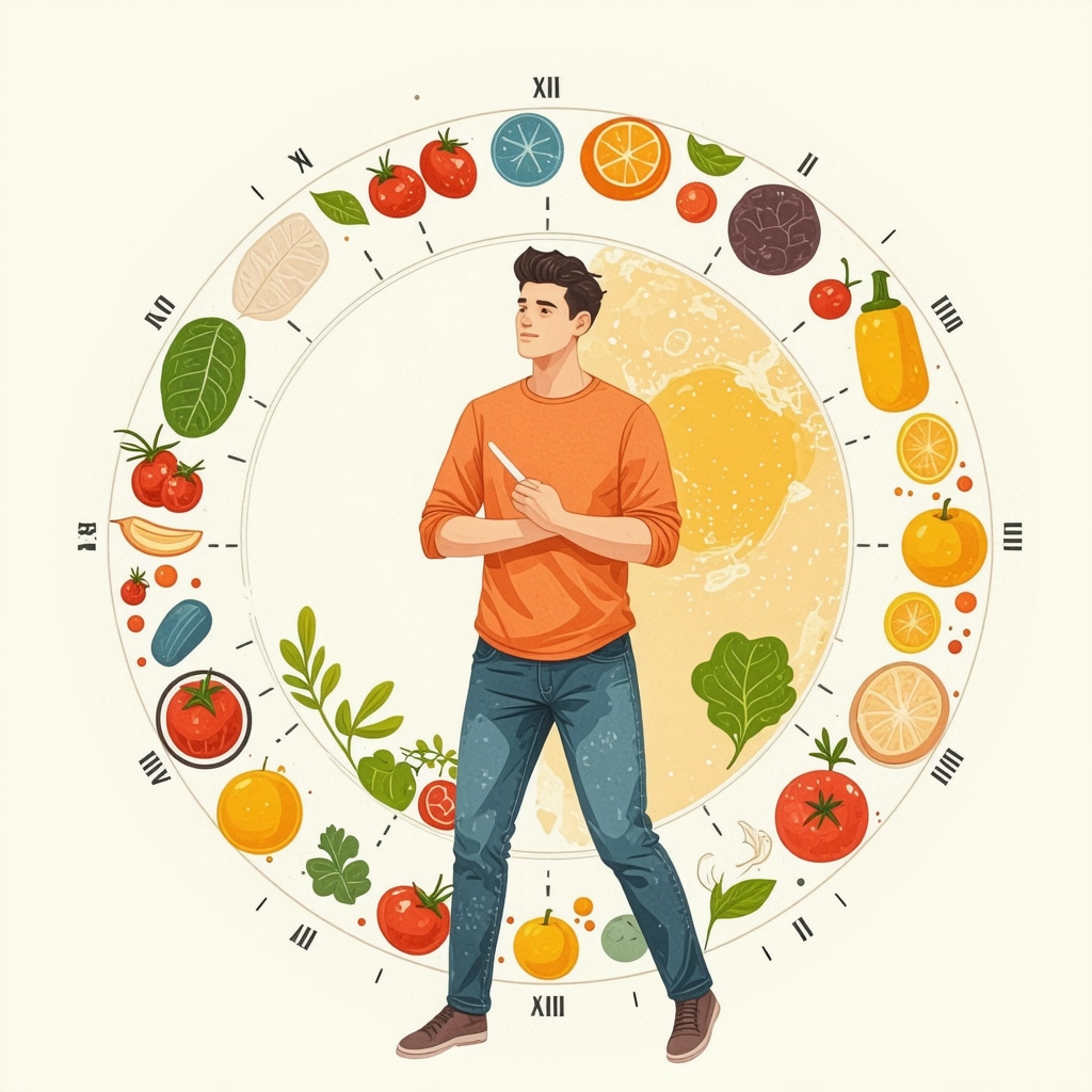 Diagram showing circadian rhythm phases with optimal meal timing for fat loss