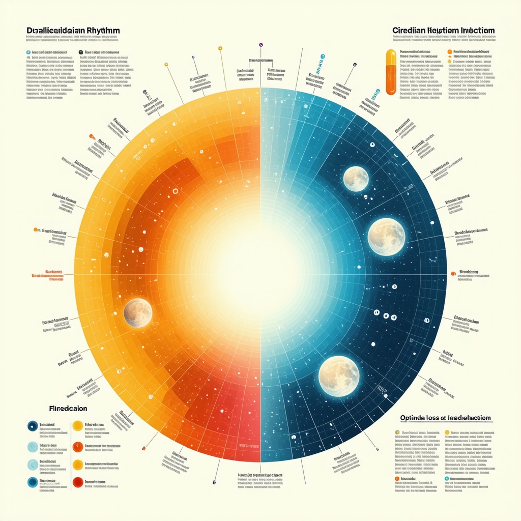 Infographic showing circadian rhythm with optimal timing for injectable weight loss therapy