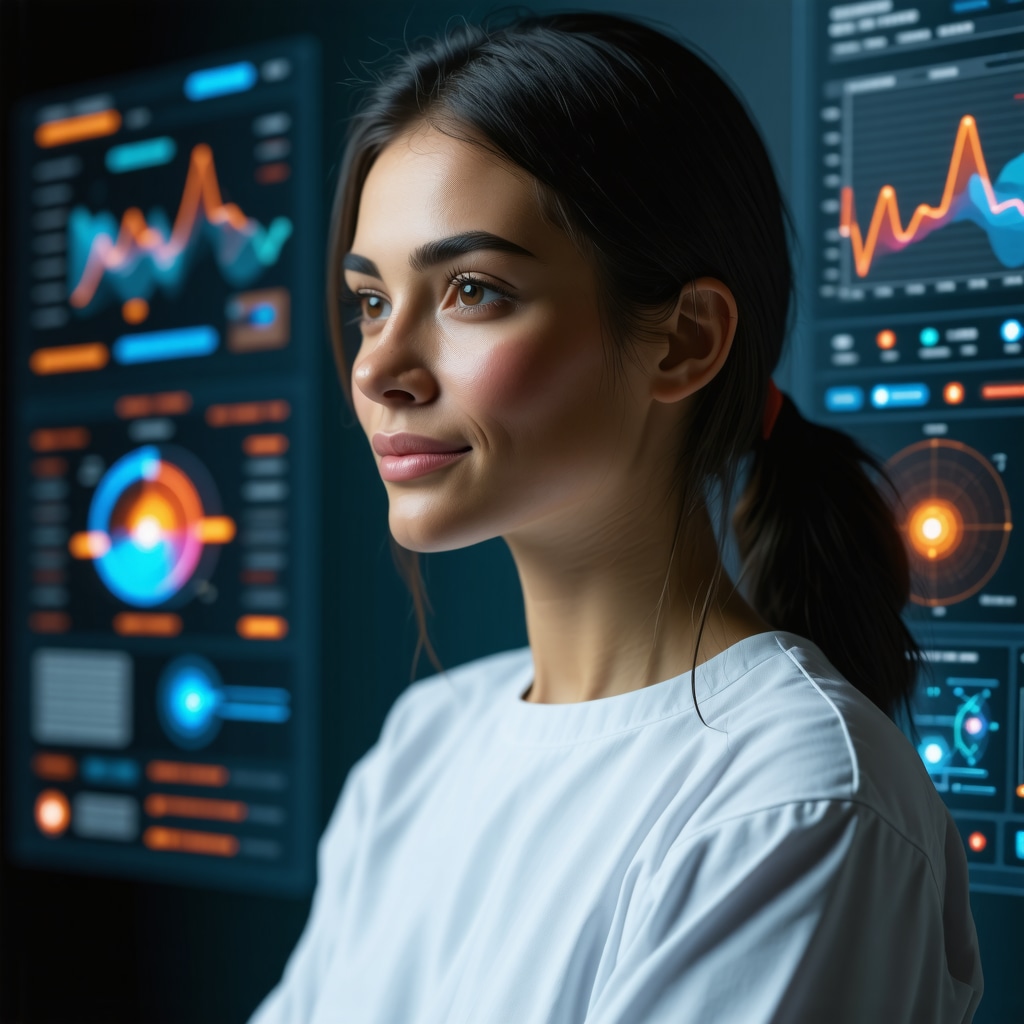 Futuristic digital health interface displaying genetic profiling, AI analytics, and wearables data for injectable weight loss optimization