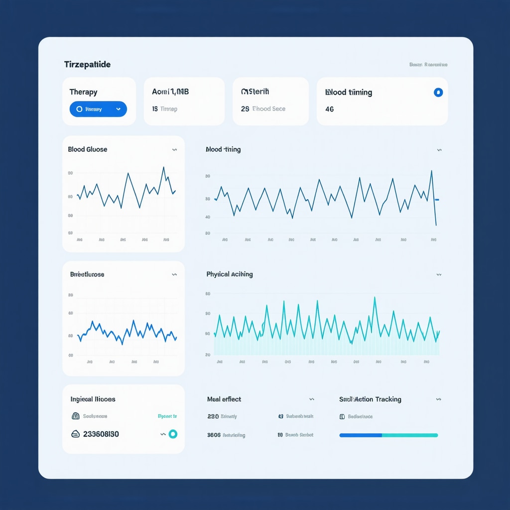 Dashboard displaying real-time patient data for tirzepatide injection timing and side effect management