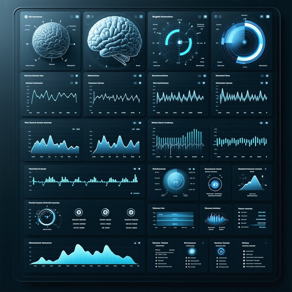Futuristic digital health interface showing brain activity, medication adherence, and metabolic data for weight loss monitoring