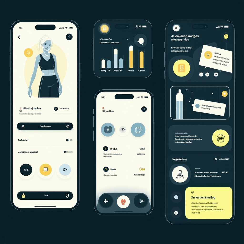 Smartphone screen displaying AI analytics, behavioral nudges, and community support for weight loss injection tracking