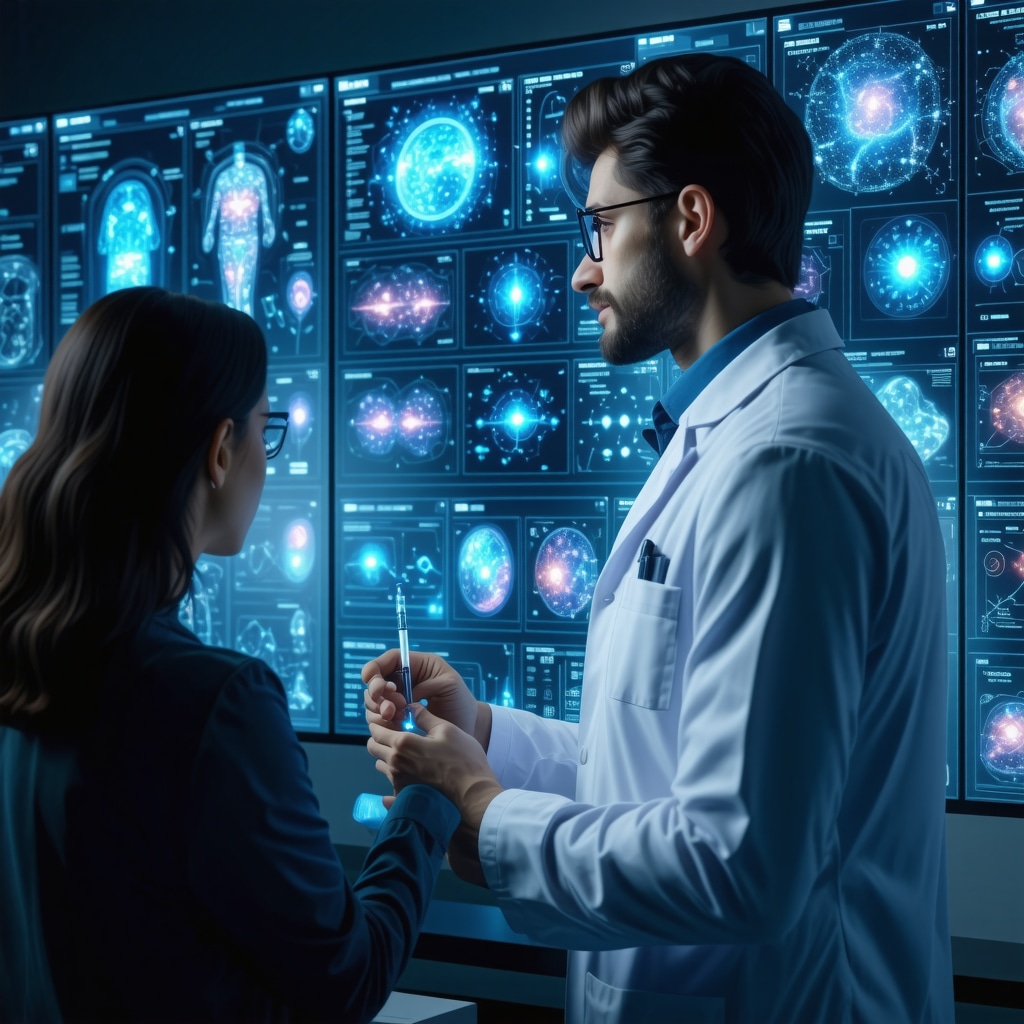 Physician reviewing multi-omics and AI data for personalized fat loss injection treatment