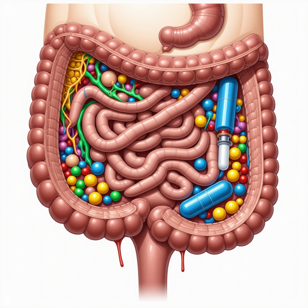 Diagram showing gut microbes influenced by diet and injectable weight loss drugs