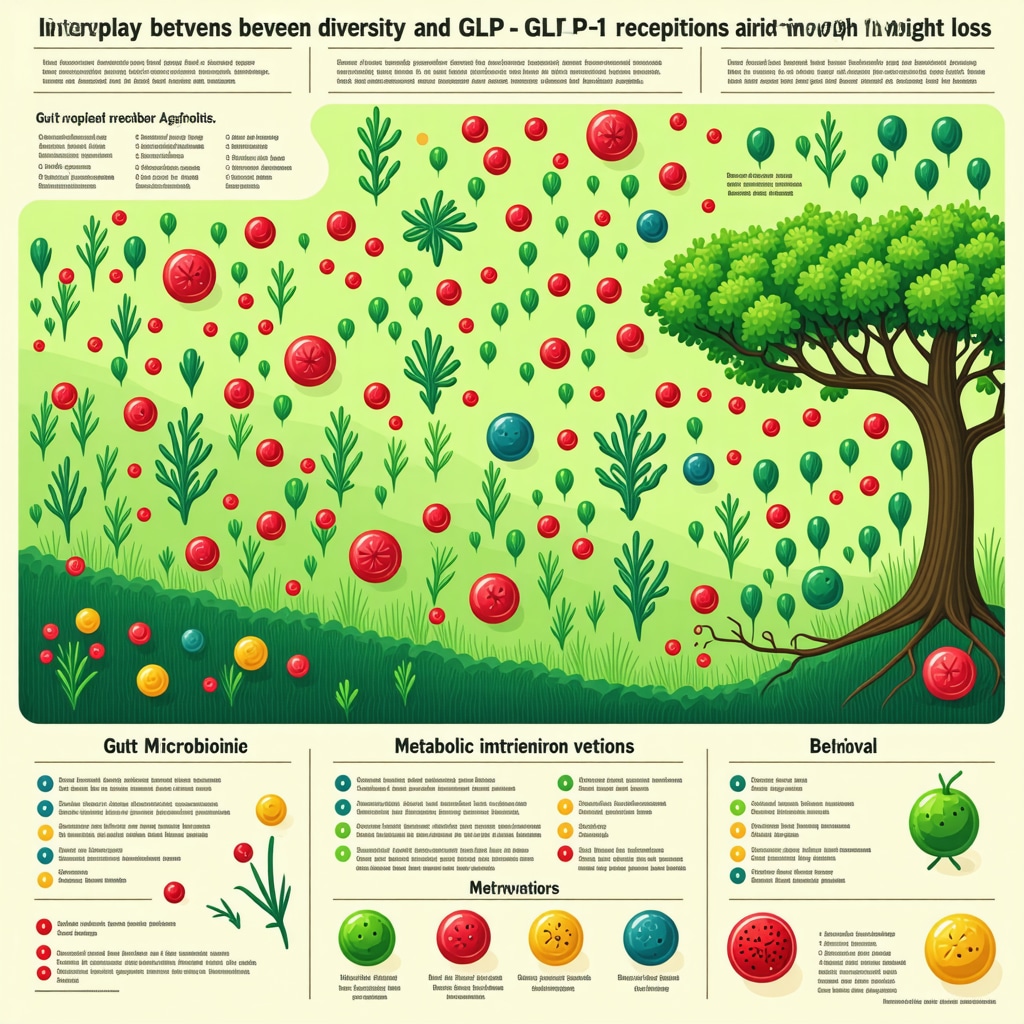 Infographic showing gut microbiota influence on GLP-1 therapy effectiveness for weight loss