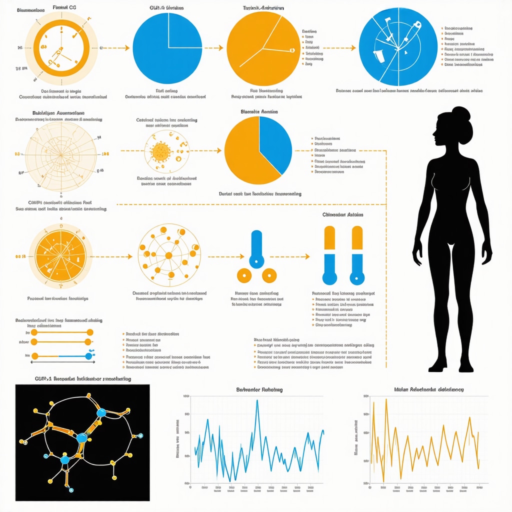 Detailed infographic linking GLP-1 injection schedules to circadian biology, biomarker data, and adherence techniques