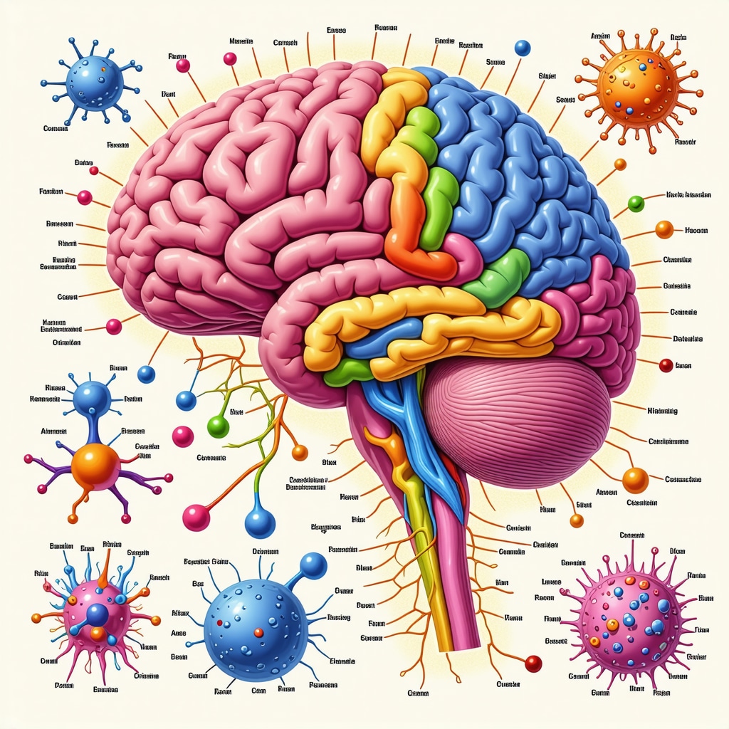 Illustration of brain and metabolic pathways showing neuroendocrine effects of exercise and GLP-1 receptor agonists
