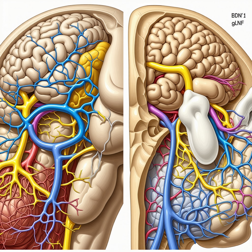 Scientific illustration showing GLP-1 induced synaptic remodeling and BDNF pathways in hypothalamic neurons related to appetite control