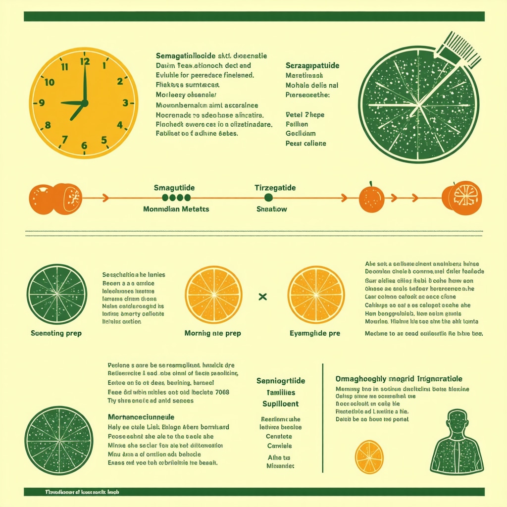 Infographic showing best times for weight loss injections and psychological strategies for managing injection therapy