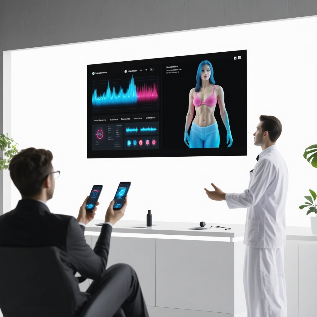 Futuristic medical dashboard showing biomarker data and digital tracking for weight loss injection therapy