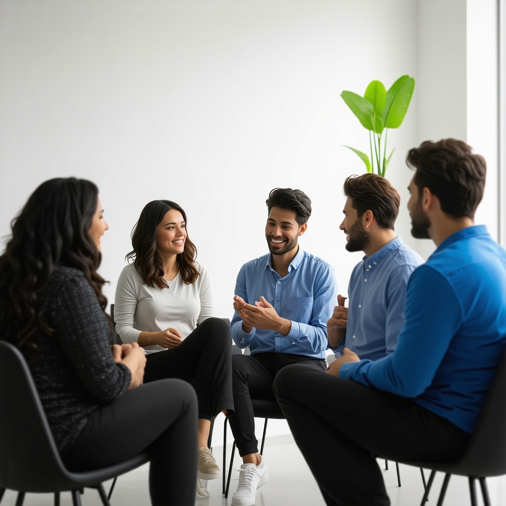 Healthcare professional advising patients on personalized injectable weight loss treatment plans and behavioral therapy in clinical environment