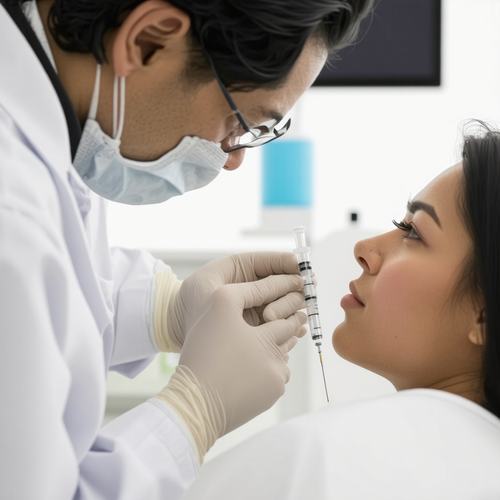 Healthcare provider demonstrating injection techniques with digital and metabolic phenotyping tools in a clinical setting