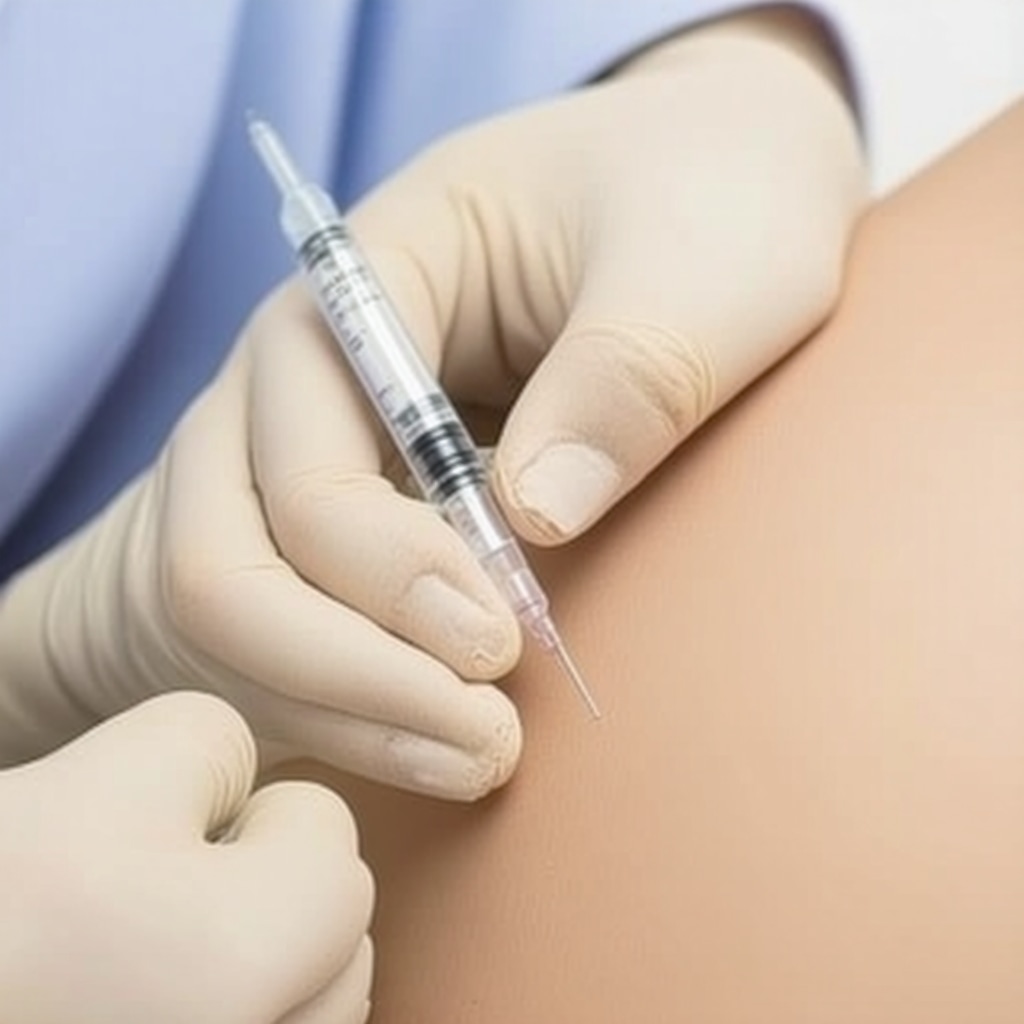 Healthcare professional using fine needle for injection to reduce discomfort