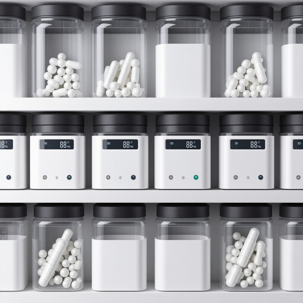 Pharmaceutical storage containers with temperature and pH indicators ensuring medication stability