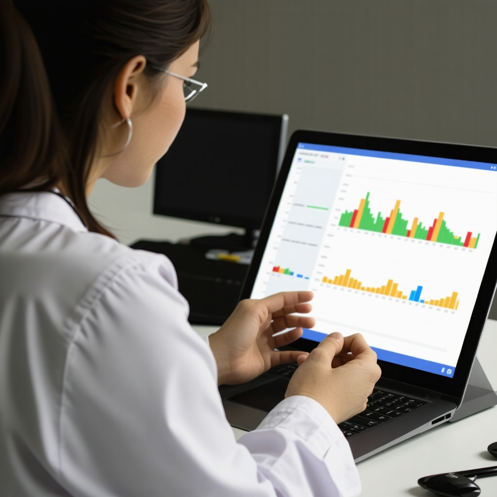 Doctor reviewing patient data and weight management charts on a tablet