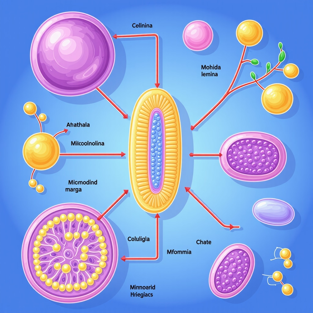 Diagram showing mitochondria in cells, highlighting energy production
