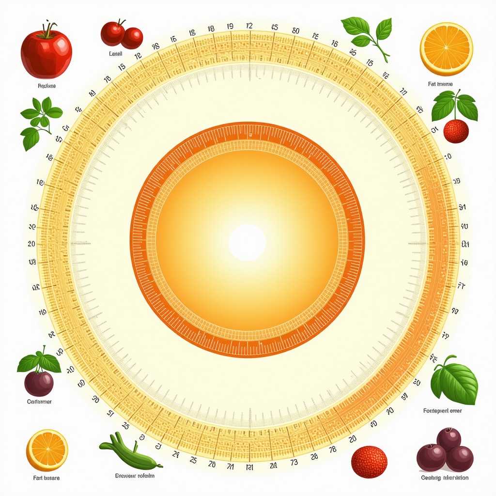 Diagram showing body's circadian clock with meal timing and fat burning peaks