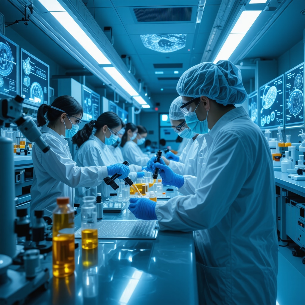 Laboratory research on mitochondrial health and weight loss with scientists and advanced equipment.