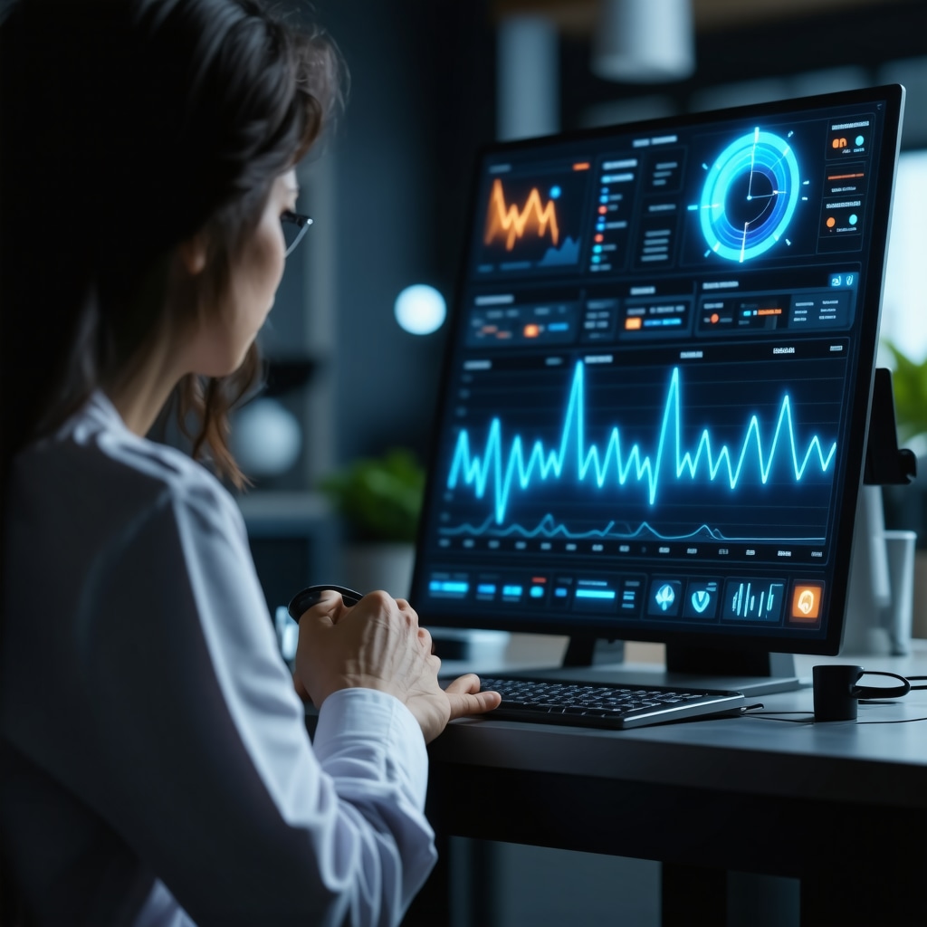 Futuristic digital dashboard showing weight loss and medication data for personalized treatment.