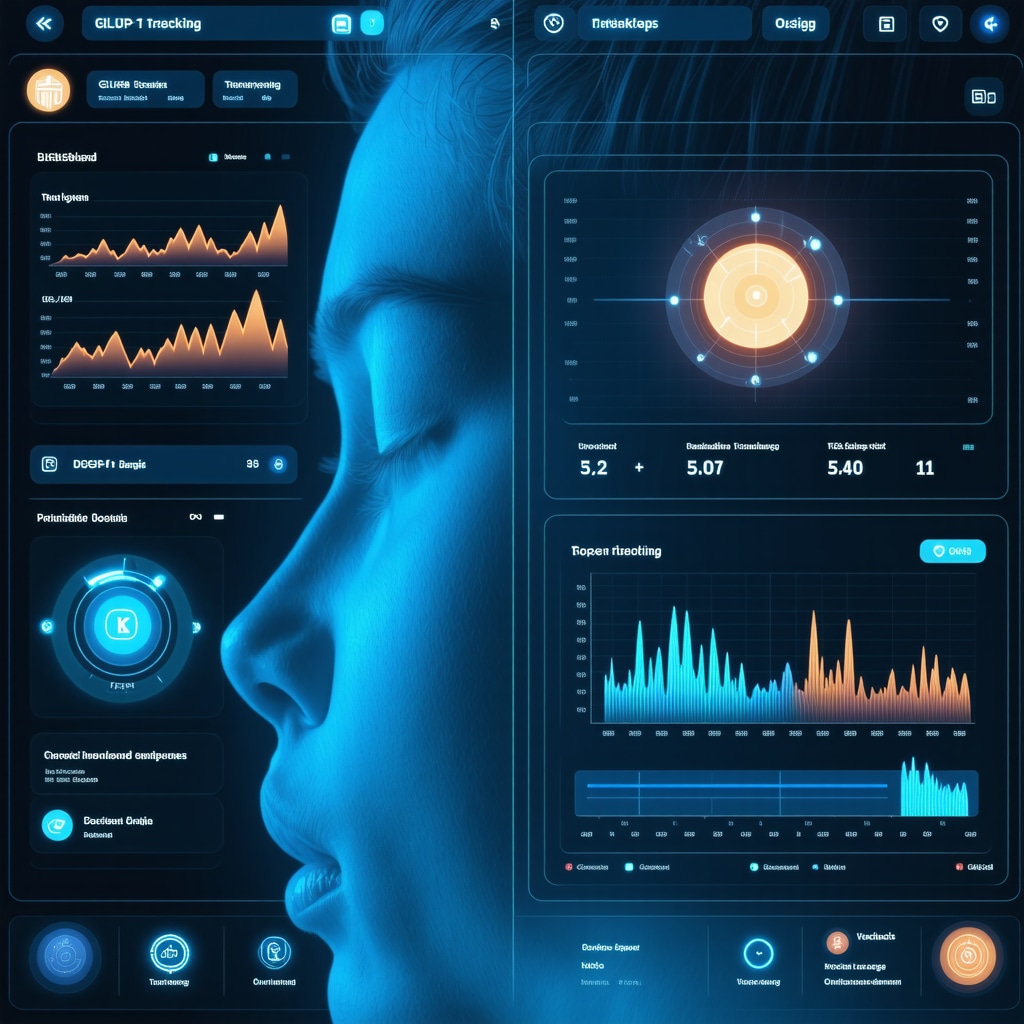 Futuristic dashboard showing biometric data and GLP-1 therapy integration in obesity management
