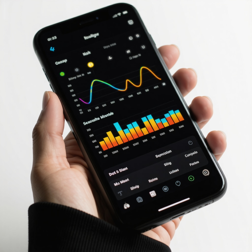 Smartphone screen showing health tracking app with charts and data