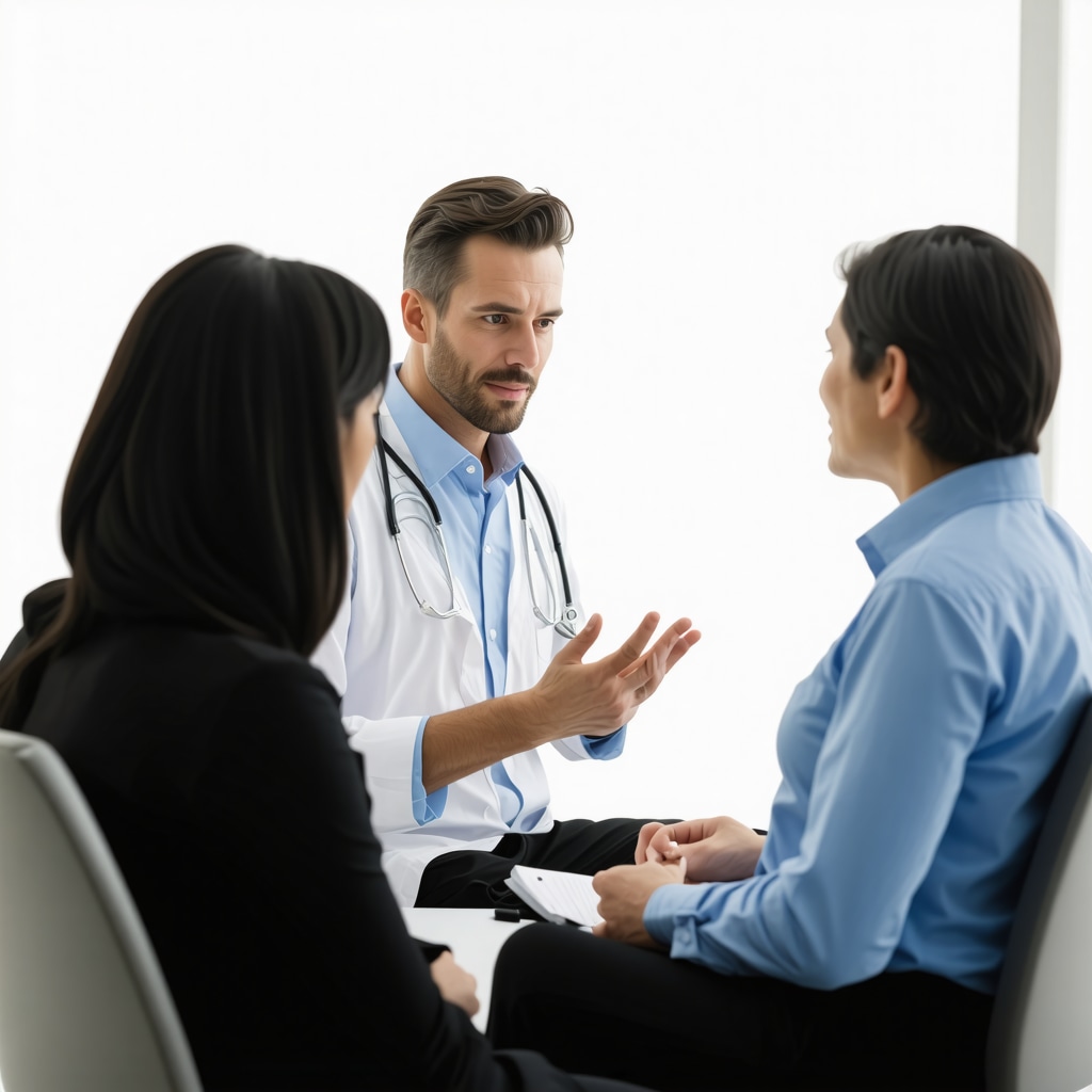 Doctor discussing long-term weight management strategies with patient in a clinic