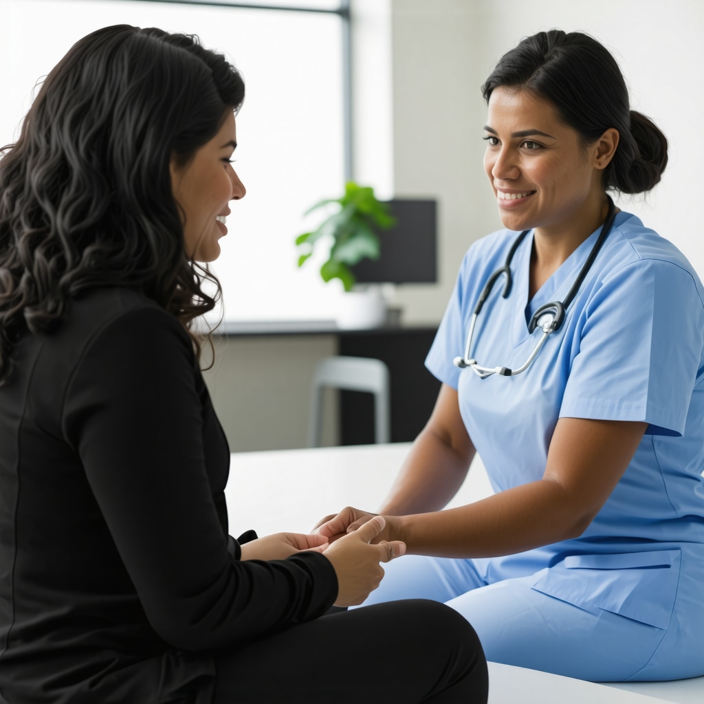 Doctor and patient discussing lifestyle strategies for long-term fat loss.