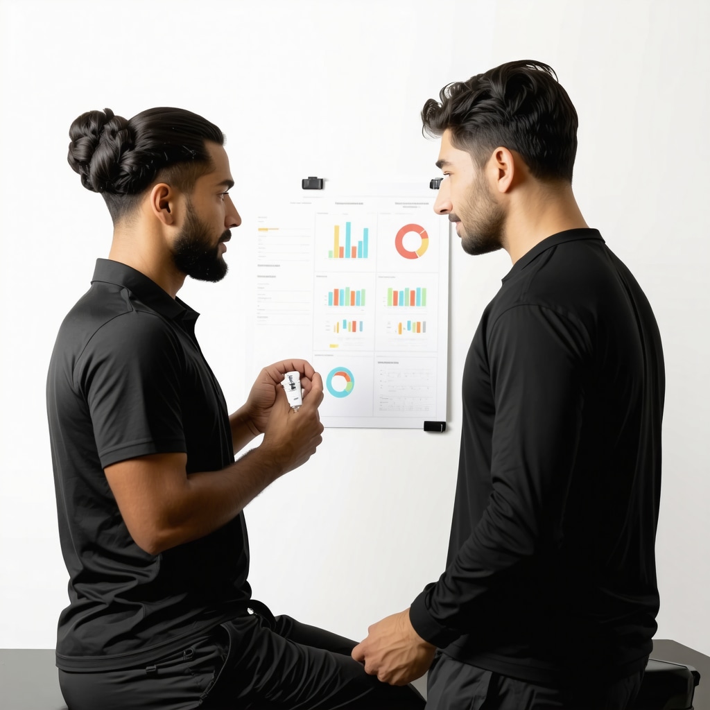 Fitness coach consulting patient about injection timing and cardio exercise schedules