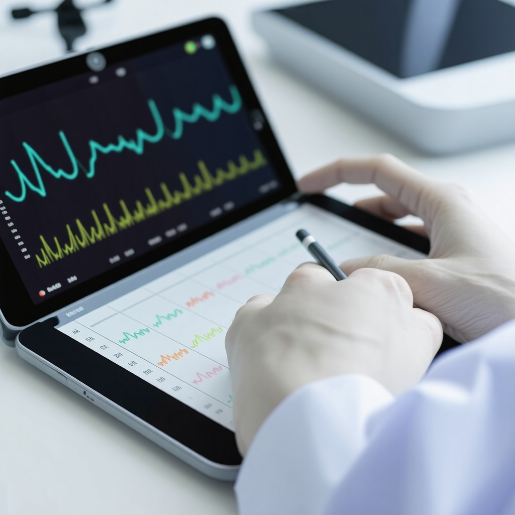 Medical professional analyzing metabolic and genetic data on digital device for personalized weight loss plan