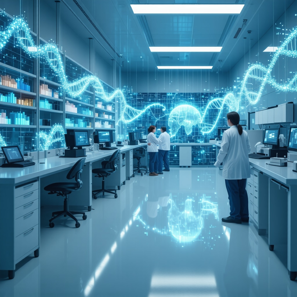 A modern laboratory showcasing genetic testing and data analysis for personalized weight loss treatments.