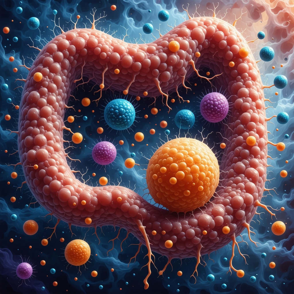 Illustration of gut bacteria supporting weight loss through microbiome health