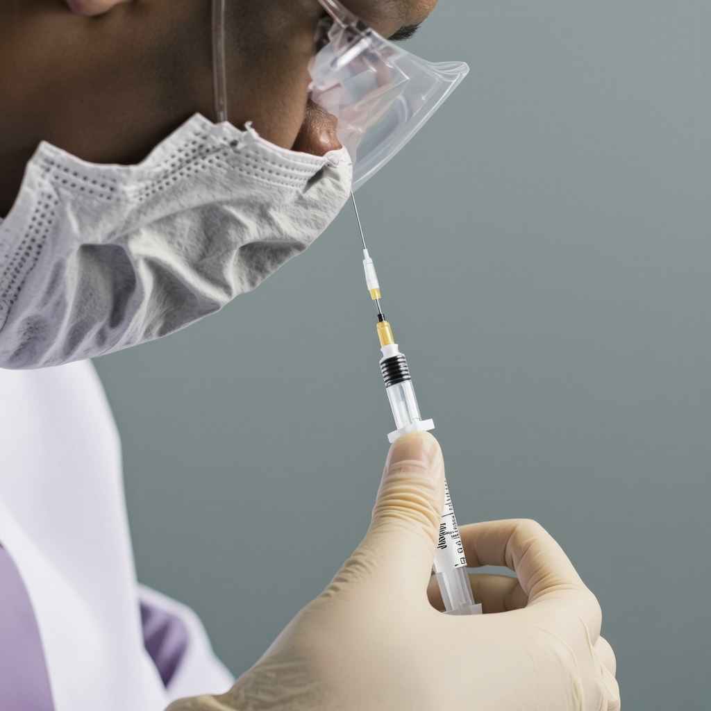 Medical professional drawing Tirzepatide medication into a syringe, illustrating safe injection practices.