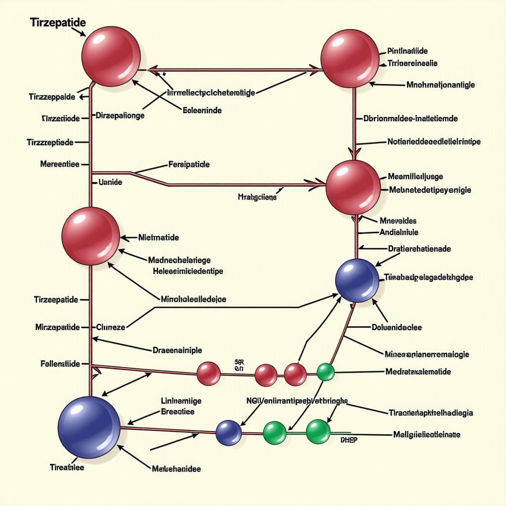 Diagram illustrating GIP and GLP-1 receptor activation in weight management