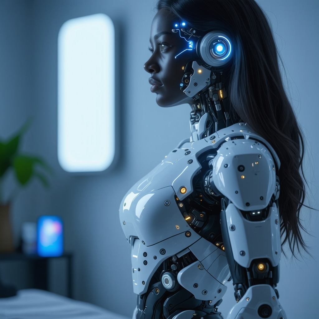 Futuristic health monitoring devices and AI interfaces used in weight management
