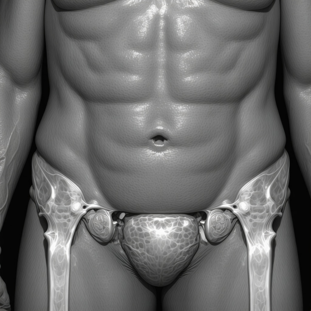Detailed illustration of adipose tissue and muscle interaction with diagnostic imaging tools