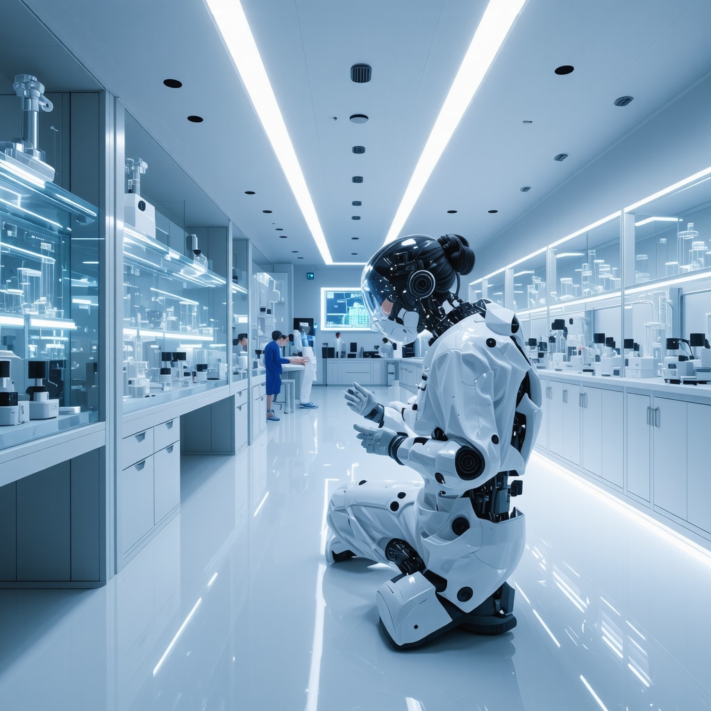 Futuristic laboratory with advanced biomarker and AI analysis equipment