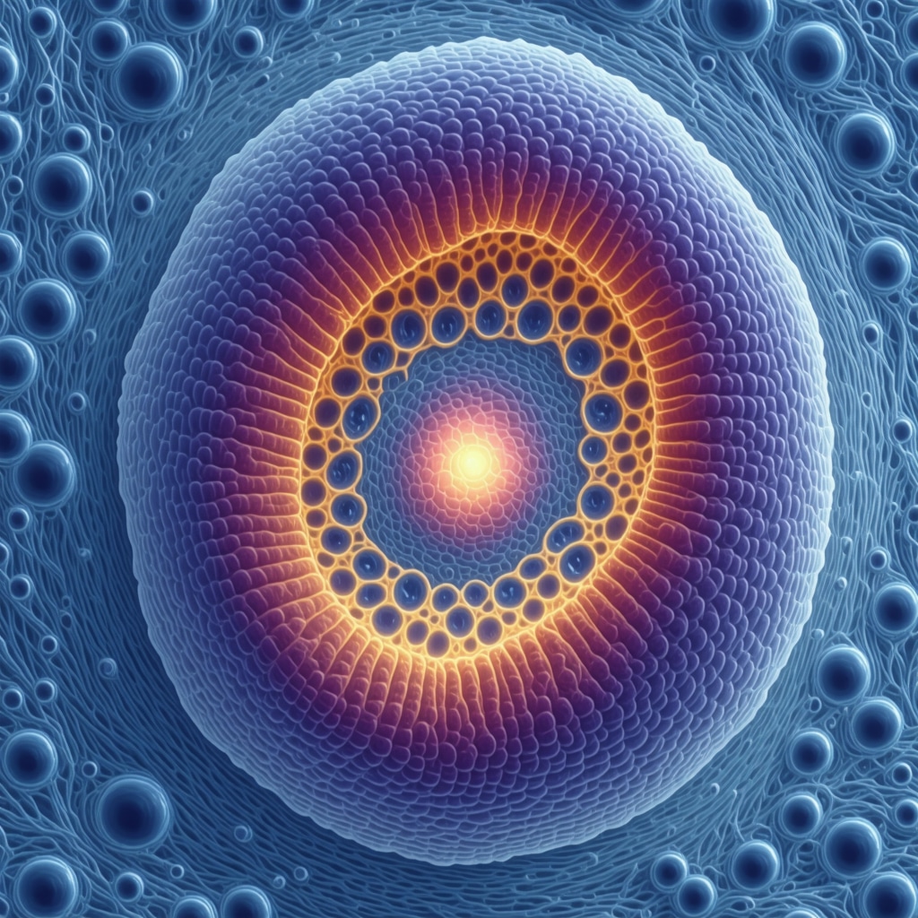 Close-up of mitochondria inside a cell demonstrating energy generation