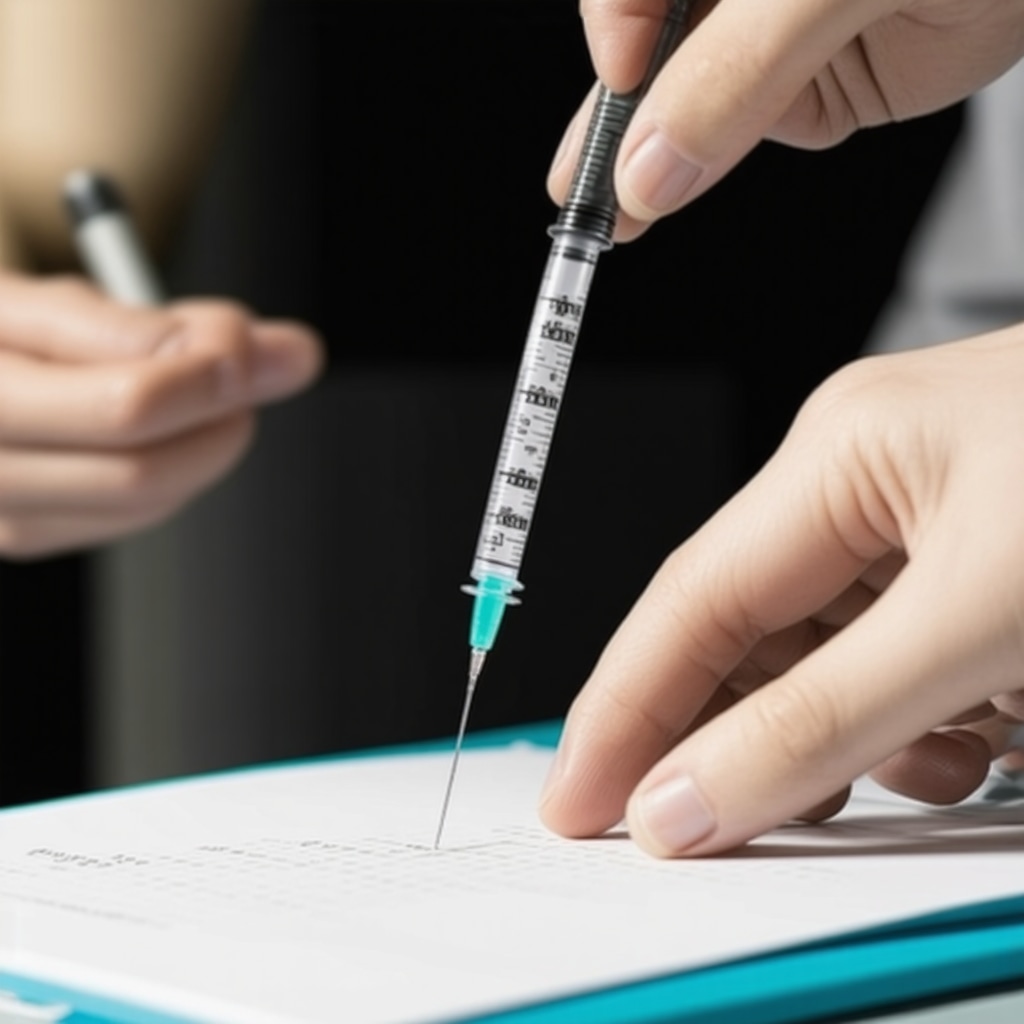 Person tracking weight loss progress during medical consultation